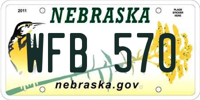 NE license plate WFB570
