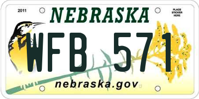 NE license plate WFB571