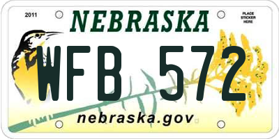 NE license plate WFB572