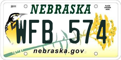 NE license plate WFB574