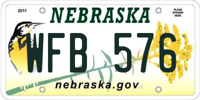 NE license plate WFB576