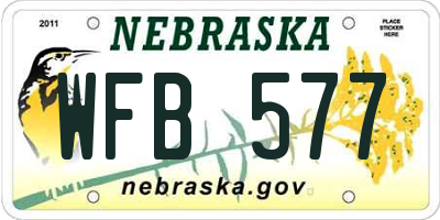 NE license plate WFB577