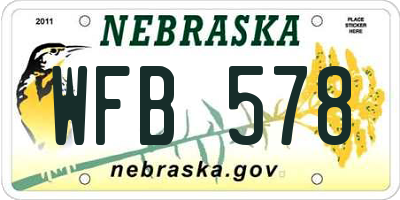 NE license plate WFB578