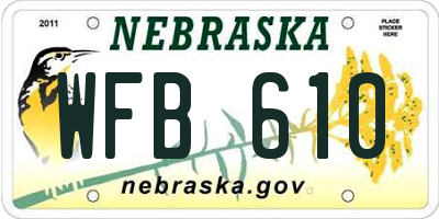 NE license plate WFB610