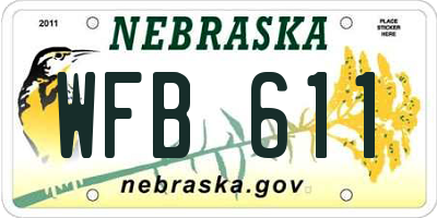 NE license plate WFB611