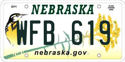 NE license plate WFB619