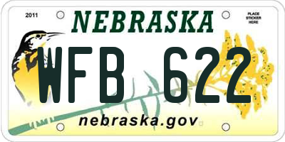 NE license plate WFB622
