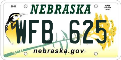 NE license plate WFB625
