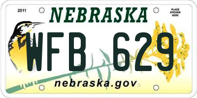 NE license plate WFB629
