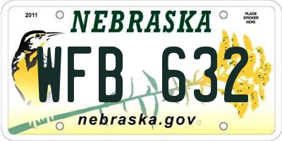 NE license plate WFB632