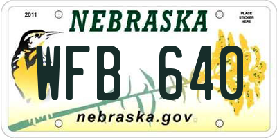NE license plate WFB640