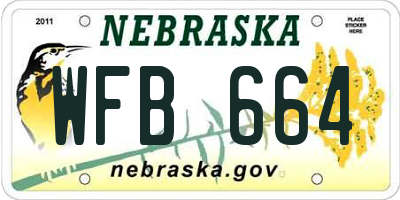 NE license plate WFB664
