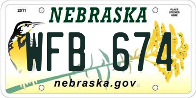 NE license plate WFB674