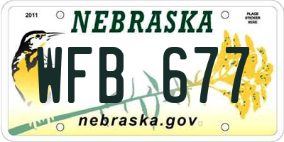 NE license plate WFB677
