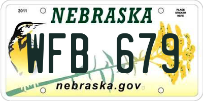 NE license plate WFB679