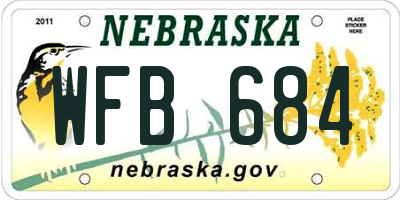 NE license plate WFB684