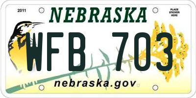 NE license plate WFB703