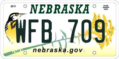 NE license plate WFB709