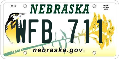 NE license plate WFB711