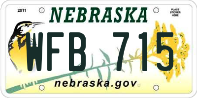 NE license plate WFB715