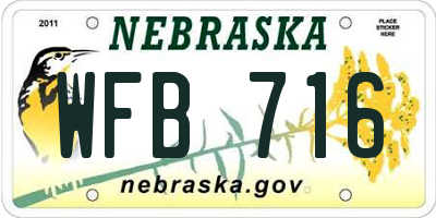 NE license plate WFB716