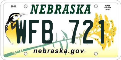 NE license plate WFB721