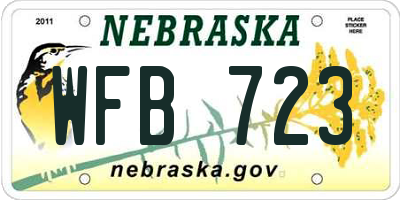 NE license plate WFB723