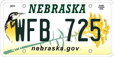 NE license plate WFB725