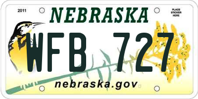 NE license plate WFB727