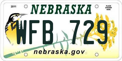 NE license plate WFB729