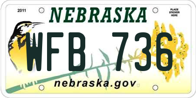 NE license plate WFB736