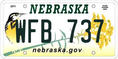 NE license plate WFB737