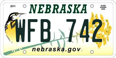 NE license plate WFB742