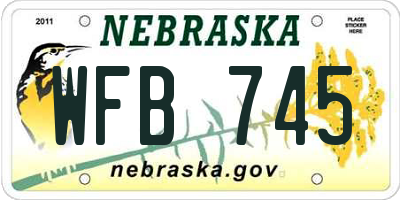 NE license plate WFB745