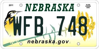 NE license plate WFB748