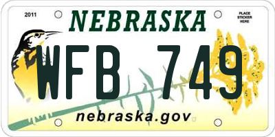 NE license plate WFB749