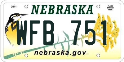 NE license plate WFB751