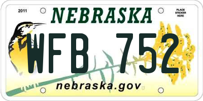 NE license plate WFB752