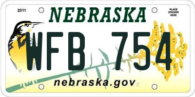 NE license plate WFB754