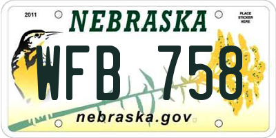 NE license plate WFB758