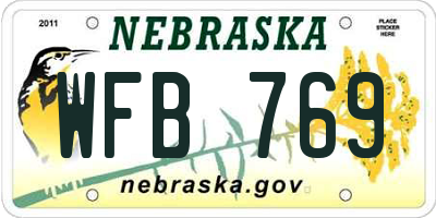 NE license plate WFB769