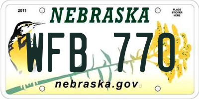NE license plate WFB770