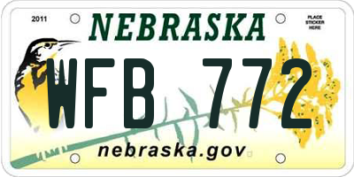 NE license plate WFB772