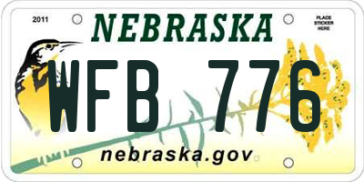 NE license plate WFB776