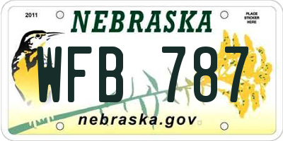 NE license plate WFB787