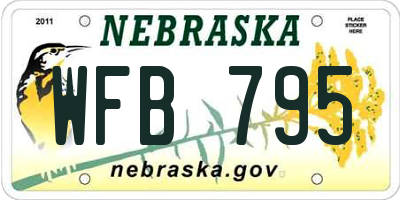 NE license plate WFB795