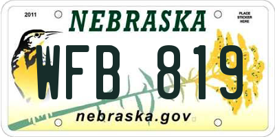 NE license plate WFB819