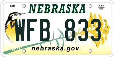 NE license plate WFB833
