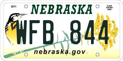 NE license plate WFB844