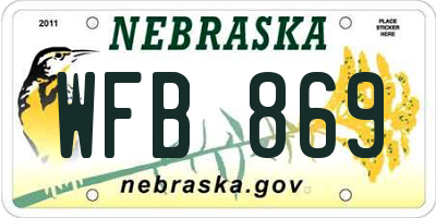 NE license plate WFB869